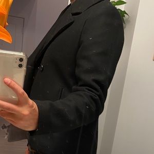 Black Topman heavy wool Double breasted Pea Coat